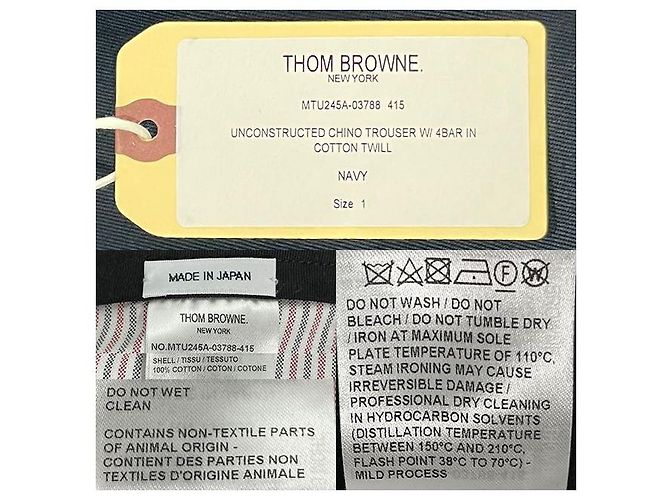 Thom Browne Cotton Twill Knit Bar Unconstructed Chino Pants Navy Blue - view 9