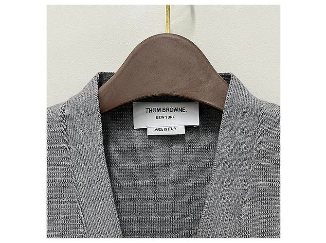 Thom Browne Cárdigan Diagonal Milano Gris Claro Castaño - vista 15