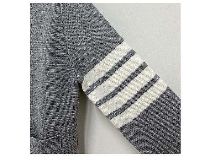 Thom Browne Cárdigan Diagonal Milano Gris Claro Castaño - vista 17