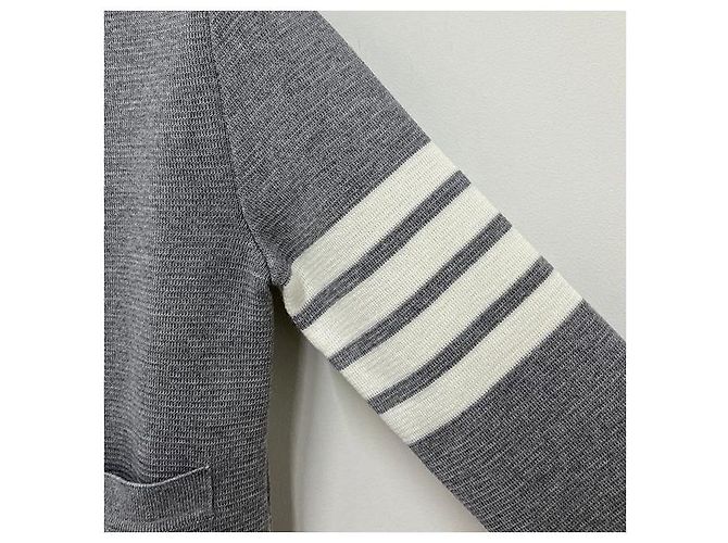 Thom Browne Cárdigan Diagonal Milano Gris Claro Castaño - vista 5