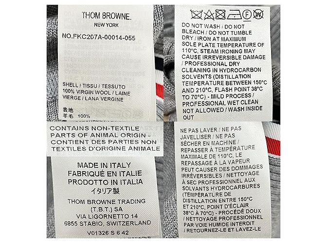 Thom Browne Cárdigan Diagonal Milano Gris Claro Castaño - vista 9