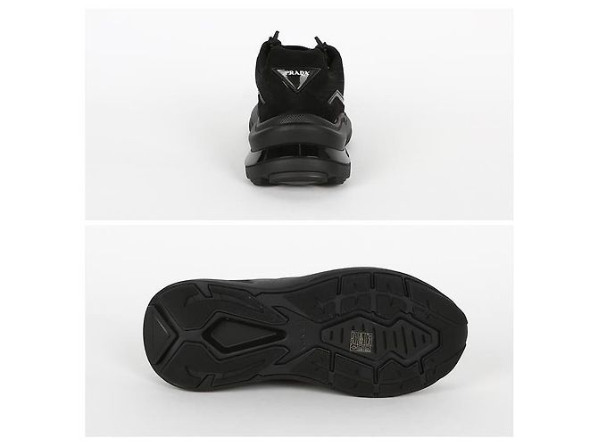Prada Bürstete Leder-Sneaker Schwarz - Ansicht 10