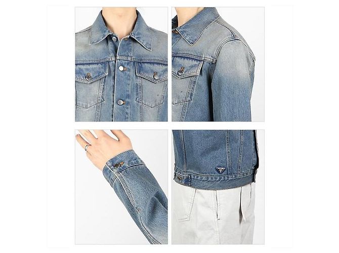 Prada Giacca Bomber in Denim Blu - vista 10