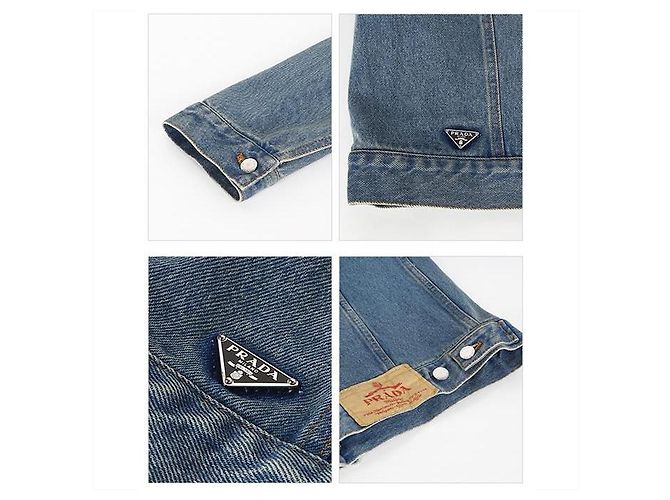 Prada Giacca Bomber in Denim Blu - vista 5