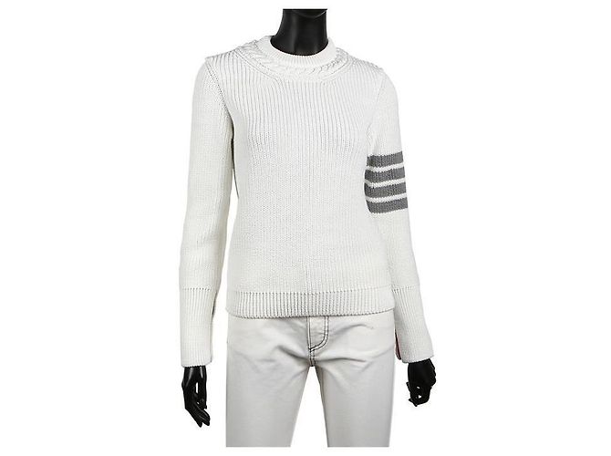 Thom Browne Suéter de brazo diagonal para mujeres Blanco - vista 5