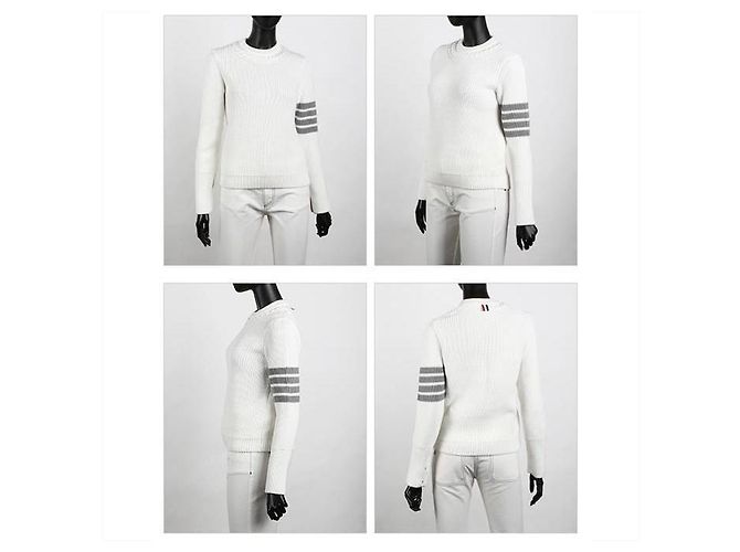 Thom Browne Suéter de brazo diagonal para mujeres Blanco - vista 6