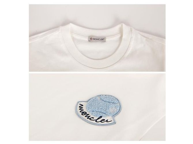 Moncler T-Shirt mit kurzem Arm und Logo-Patch Weiß - Ansicht 13