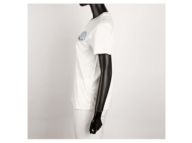 Moncler T-Shirt mit kurzem Arm und Logo-Patch Weiß - Ansicht 3