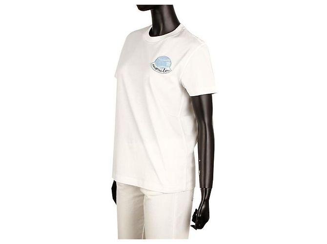 Moncler T-Shirt mit kurzem Arm und Logo-Patch Weiß - Ansicht 9