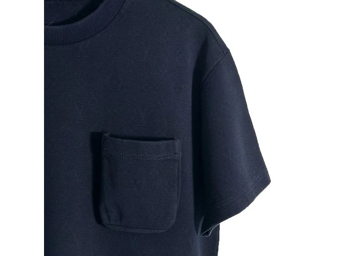 Louis Vuitton T-shirt a maniche corte con tasca Monogram Signature Navy Blu - vista 6