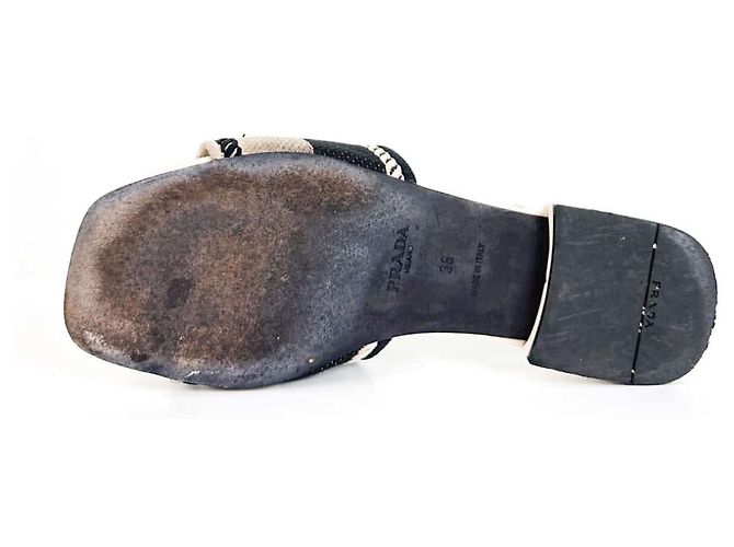 Prada Pantofole scivolose in tessuto con logo ricamato Viar per donne Bianco - vista 9