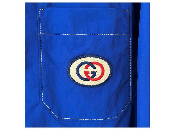 Gucci Gremlin Herren Arbeitsjacke aus Nylon mit Patch Blau - Ansicht 4