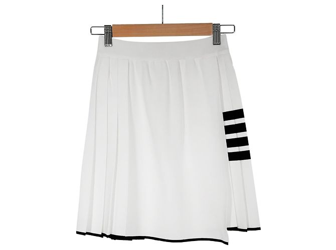 Falda mini plisada Milano Stitch para mujer Thom Browne blanca Blanco - vista 3