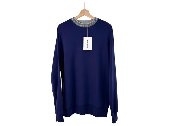 Oversized Sweatshirt mit Ton Full Neck Logo für Herren von Acne Studios - Marineblau - Ansicht 2
