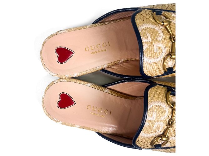 Gucci Mule Loafer Prinstown GG Logo con Horsebit per Donne Beige Bianco - vista 12