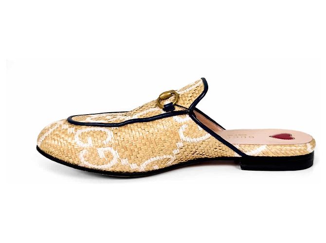 Gucci Mule Loafer Prinstown GG Logo con Horsebit per Donne Beige Bianco - vista 2