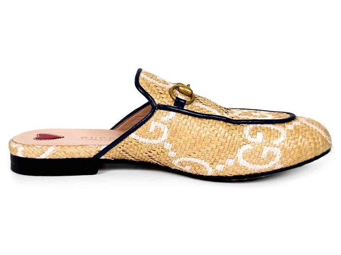 Gucci Mule Loafer Prinstown GG Logo con Horsebit per Donne Beige Bianco - vista 3