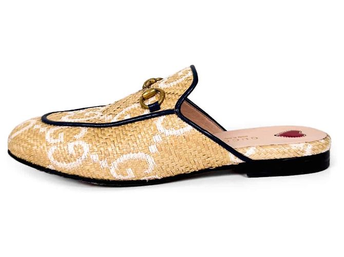 Gucci Mule Loafer Prinstown GG Logo con Horsebit per Donne Beige Bianco - vista 4