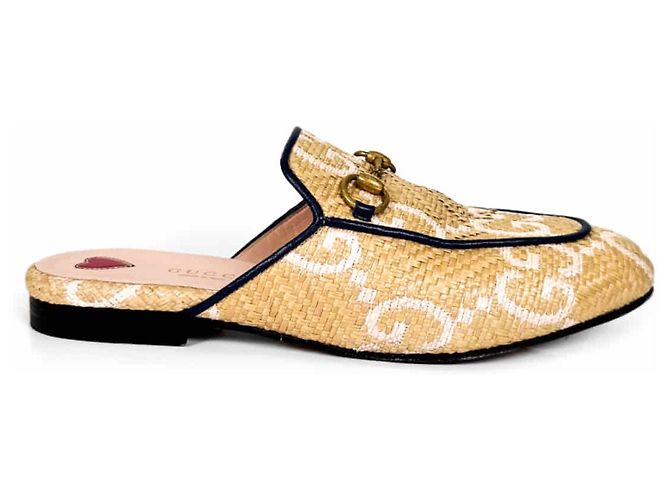 Gucci Mule Loafer Prinstown GG Logo con Horsebit per Donne Beige Bianco - vista 5
