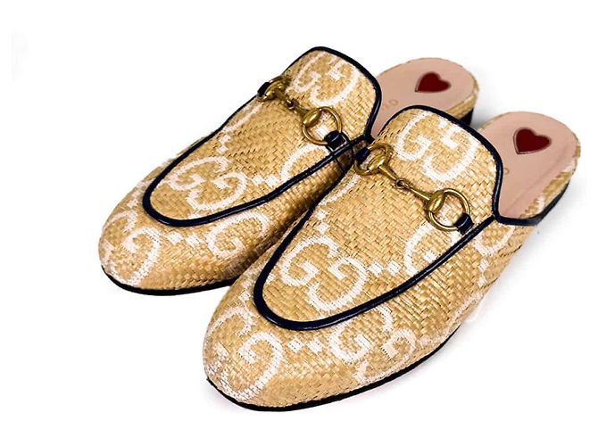 Gucci Mule Loafer Prinstown GG Logo con Horsebit per Donne Beige Bianco - vista 6