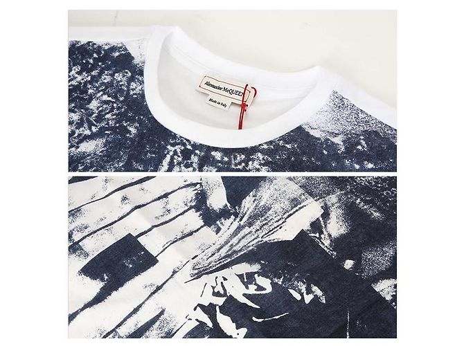 Alexander Mcqueen Kurzarm-T-Shirt mit Kunstdruck QZACO Blau - Ansicht 6