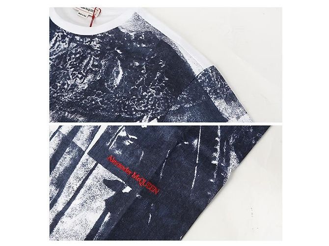 Alexander Mcqueen Kurzarm-T-Shirt mit Kunstdruck QZACO Blau - Ansicht 7
