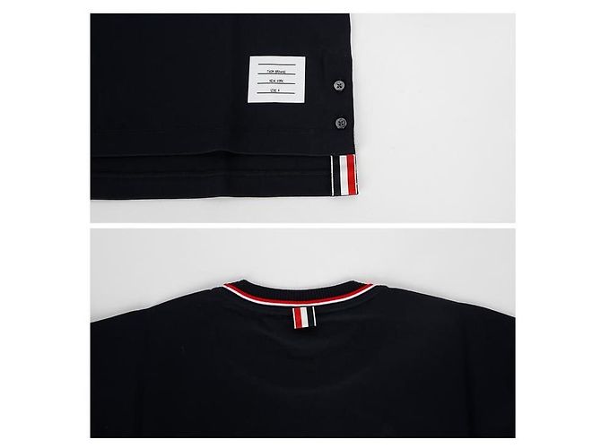 Thom Browne Kurzarm-T-Shirt mit RWB-Besatz Blau - Ansicht 13