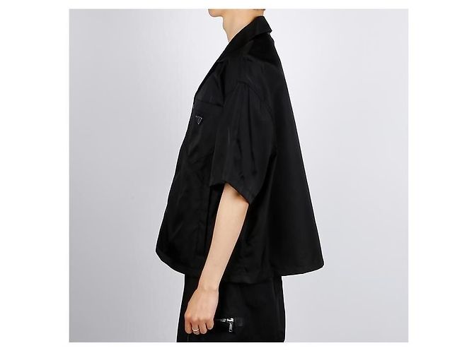 Prada Camicia a maniche corte in Re-Nylon Nero - vista 11