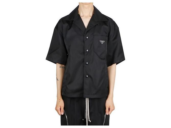 Prada Camicia a maniche corte in Re-Nylon Nero - vista 9