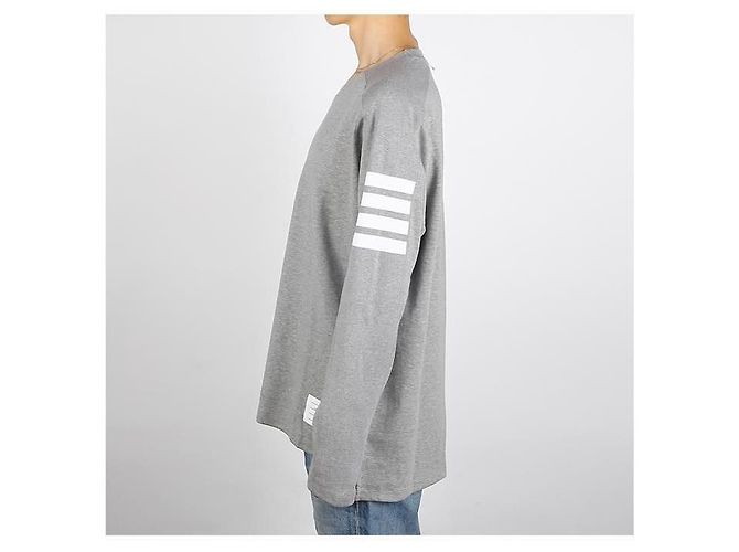 Thom Browne Langarm-T-Shirt mit diagonaler Musterung Braun - Ansicht 3