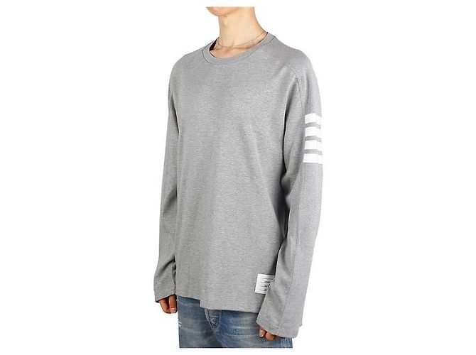 Thom Browne Langarm-T-Shirt mit diagonaler Musterung Braun - Ansicht 8
