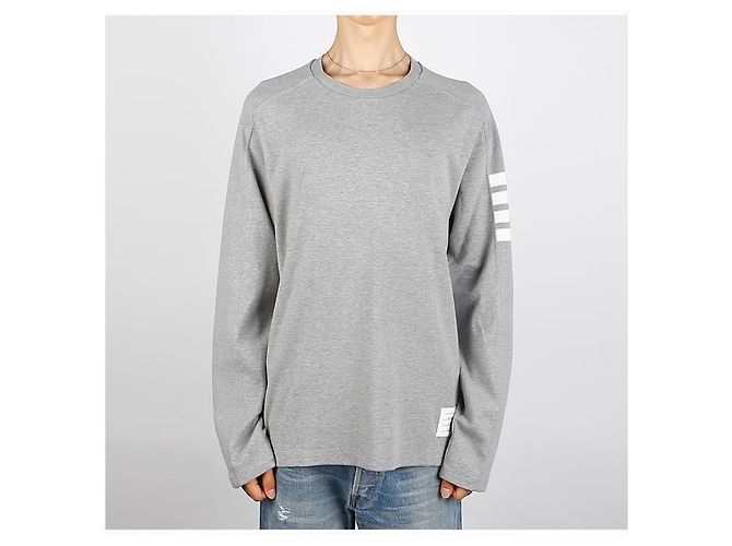 Thom Browne Langarm-T-Shirt mit diagonaler Musterung Braun - Ansicht 9