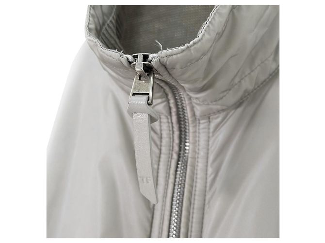 Tom Ford Luxury Beard Men's Wool Knit High Neck Zipper Panel Padded Jacket Gray Brown - view 5