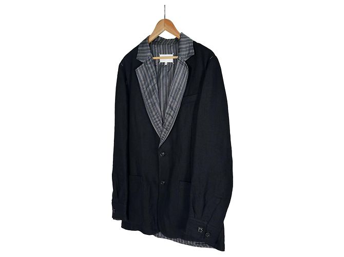 Maison Martin Margiela Blazer in lino a righe con colletto a strati per uomo - vista 2