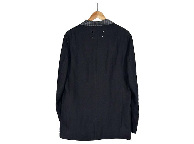 Maison Martin Margiela Blazer in lino a righe con colletto a strati per uomo - vista 4
