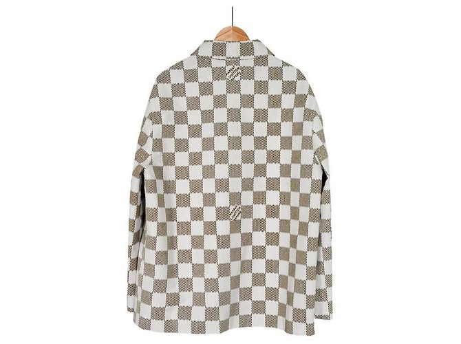 Louis Vuitton Giacca Camicia Oversize in Cotone Nylon Monogramma Damier per Uomo di Lusso Biard Marrone - vista 4