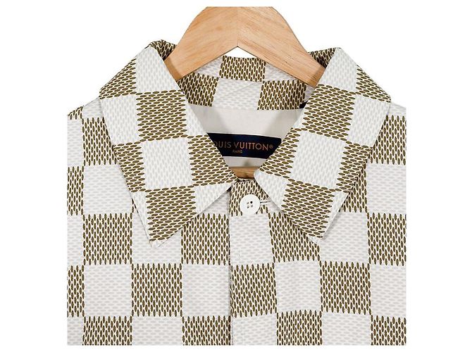 Louis Vuitton Giacca Camicia Oversize in Cotone Nylon Monogramma Damier per Uomo di Lusso Biard Marrone - vista 5