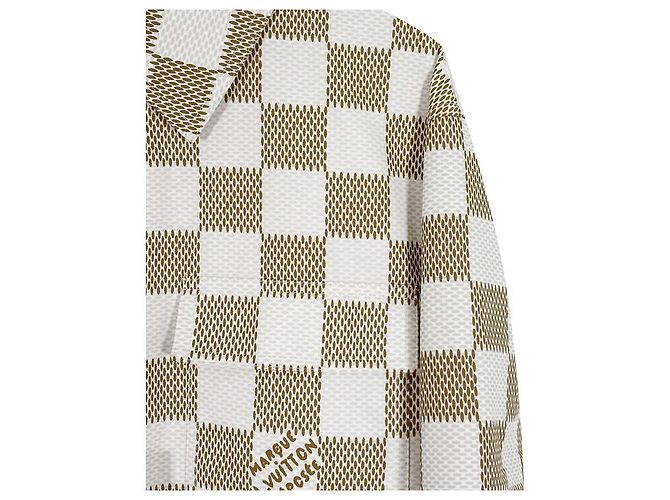 Louis Vuitton Giacca Camicia Oversize in Cotone Nylon Monogramma Damier per Uomo di Lusso Biard Marrone - vista 7