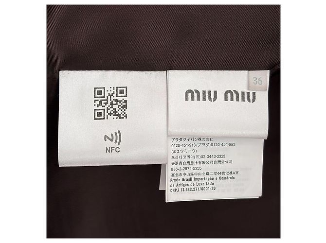 Miu Miu Luxury Biar Female Back Logo Wool Plaid Oversized Check Long Coat Rust Orange - view 11