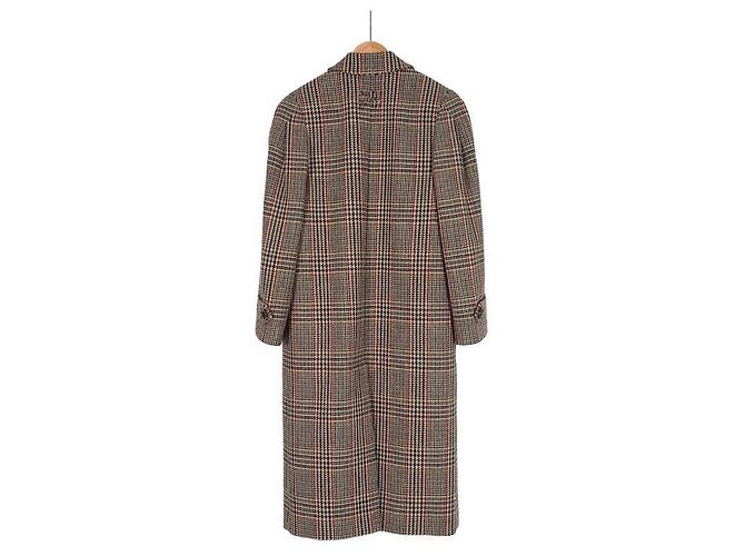 Miu Miu Luxury Biar Female Back Logo Wool Plaid Oversized Check Long Coat Rust Orange - view 4