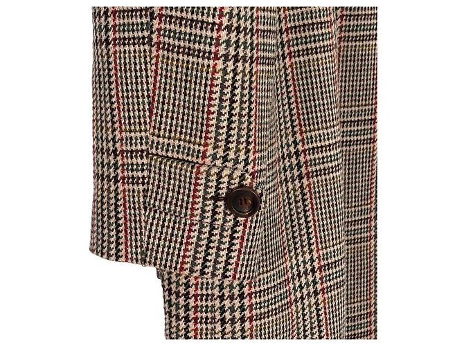 Miu Miu Luxury Biar Female Back Logo Wool Plaid Oversized Check Long Coat Rust Orange - view 8