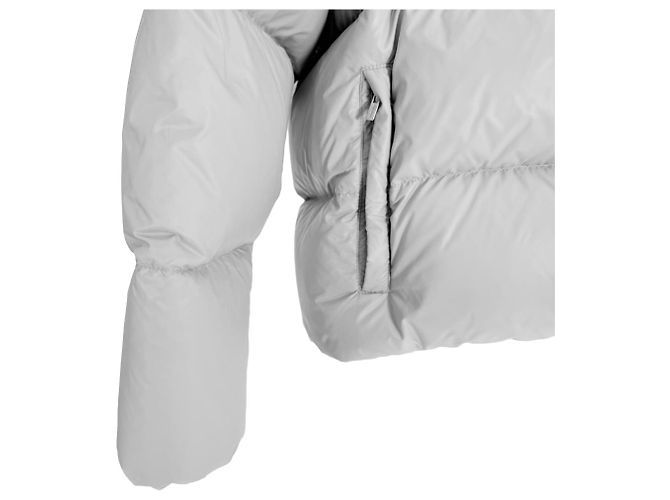 Miu Miu Jaqueta de nylon acolchoada com capuz e logo para mulheres - Cinza Marrom - vista 9