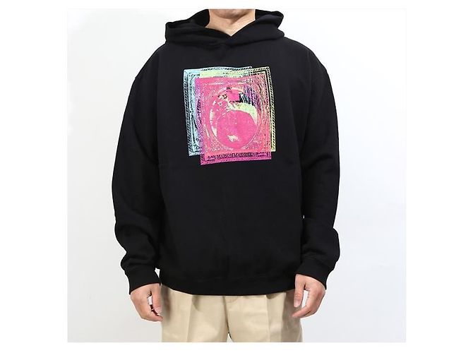 Maison Martin Margiela Stamp Logo Hoodie Schwarz - Ansicht 2