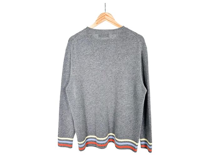 Dior Herrenpullover aus Wolle und Kaschmir mit mehreren Logos in Grau Braun - Ansicht 4