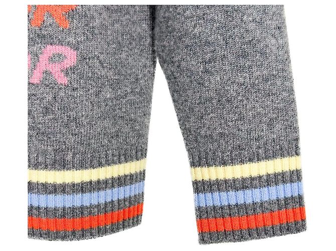 Dior Herrenpullover aus Wolle und Kaschmir mit mehreren Logos in Grau Braun - Ansicht 6