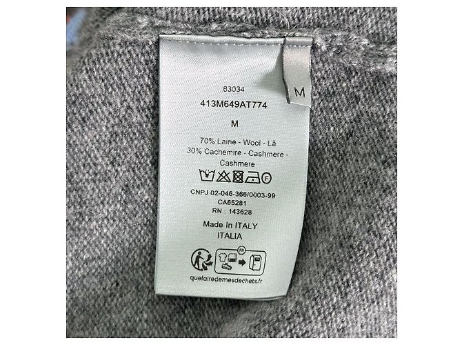 Dior Herrenpullover aus Wolle und Kaschmir mit mehreren Logos in Grau Braun - Ansicht 7