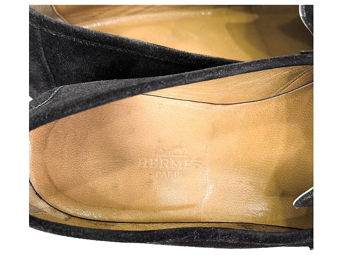 Hermès Mocassino in suede con logo da uomo Marrone - vista 11