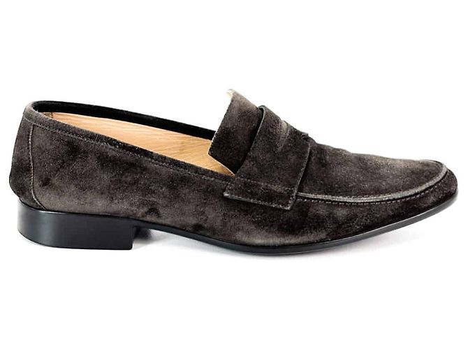 Hermès Mocassino in suede con logo da uomo Marrone - vista 3