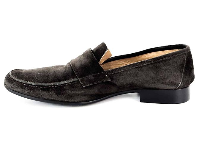Hermès Mocassino in suede con logo da uomo Marrone - vista 4