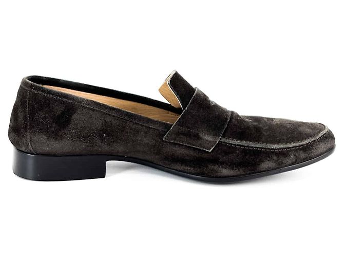 Hermès Mocassino in suede con logo da uomo Marrone - vista 5